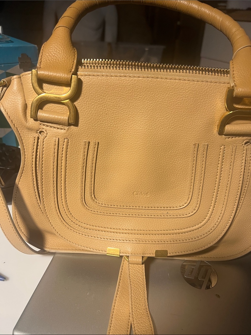 Chloe mini Marcie bag. Leather Satchel with Gold Hardware - Picture 9 of 16